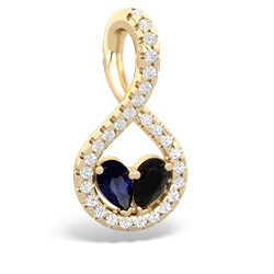 Sapphire Pave Twist 'One Heart' 14K Yellow Gold pendant P5360