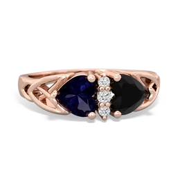 Sapphire Celtic Knot Double Heart 14K Rose Gold ring R5040