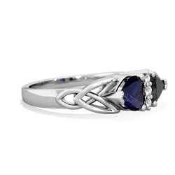 Sapphire Celtic Knot Double Heart 14K White Gold ring R5040