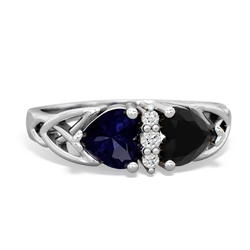 Sapphire Celtic Knot Double Heart 14K White Gold ring R5040