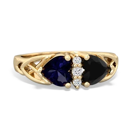 Sapphire Celtic Knot Double Heart 14K Yellow Gold ring R5040