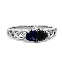 Sapphire Heart To Heart Braid 14K White Gold ring R5870