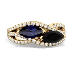 Sapphire Diamond Rivers 14K Yellow Gold ring R3070