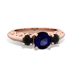 Sapphire Art Deco Eternal Embrace Engagement 14K Rose Gold ring C2003