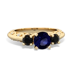 Sapphire Art Deco Eternal Embrace Engagement 14K Yellow Gold ring C2003