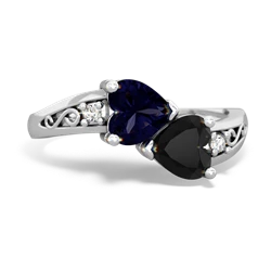 Sapphire Snuggling Hearts 14K White Gold ring R2178