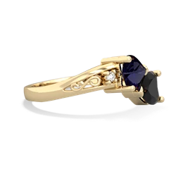 Sapphire Snuggling Hearts 14K Yellow Gold ring R2178