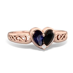 Sapphire Filligree 'One Heart' 14K Rose Gold ring R5070