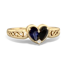 Sapphire Filligree 'One Heart' 14K Yellow Gold ring R5070