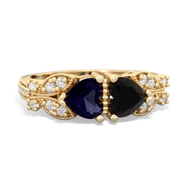 Sapphire Diamond Butterflies 14K Yellow Gold ring R5601