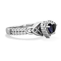 Sapphire Celtic Knot Two Hearts As One 14K White Gold ring R2644HRT