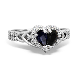 Sapphire Celtic Knot Two Hearts As One 14K White Gold ring R2644HRT