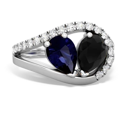 Sapphire Nestled Heart Keepsake 14K White Gold ring R5650