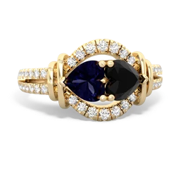 Sapphire Art-Deco Keepsake 14K Yellow Gold ring R5630