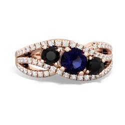 Sapphire Three Stone Aurora 14K Rose Gold ring R3080