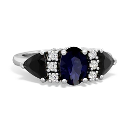 Sapphire Antique Style Three Stone 14K White Gold ring R2186