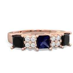 Sapphire Three Stone Diamond Cluster 14K Rose Gold ring R2592