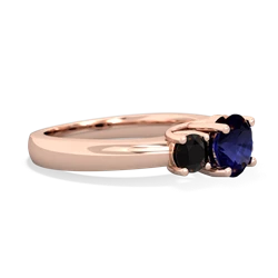 Sapphire Three Stone Round Trellis 14K Rose Gold ring R4018