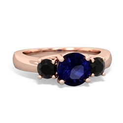 Sapphire Three Stone Round Trellis 14K Rose Gold ring R4018