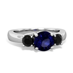 Sapphire Three Stone Round Trellis 14K White Gold ring R4018