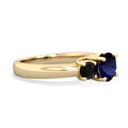 Sapphire Three Stone Round Trellis 14K Yellow Gold ring R4018