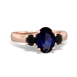 Sapphire Three Stone Oval Trellis 14K Rose Gold ring R4024