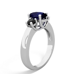 Sapphire Three Stone Oval Trellis 14K White Gold ring R4024