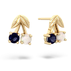 Sapphire Sweet Cherries 14K Yellow Gold earrings E7001
