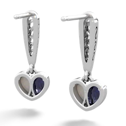 Sapphire Filligree Heart 14K White Gold earrings E5070