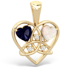 Sapphire Celtic Trinity Heart 14K Yellow Gold pendant P5331