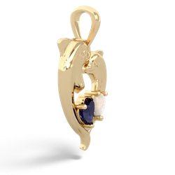 Sapphire Dolphin Heart 14K Yellow Gold pendant P5820