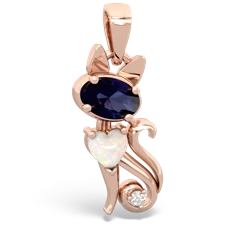Sapphire Kitten 14K Rose Gold pendant P5780
