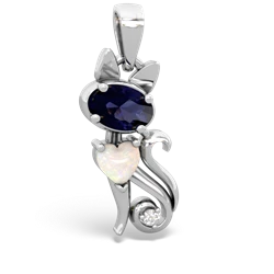 Sapphire Kitten 14K White Gold pendant P5780