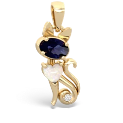 Sapphire Kitten 14K Yellow Gold pendant P5780