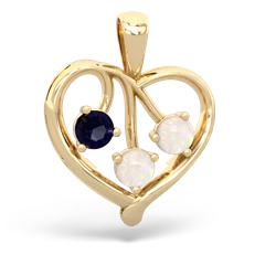 Sapphire Glowing Heart 14K Yellow Gold pendant P2233