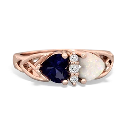 Sapphire Celtic Knot Double Heart 14K Rose Gold ring R5040