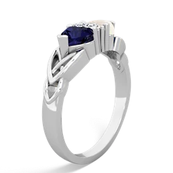 Sapphire Celtic Knot Double Heart 14K White Gold ring R5040