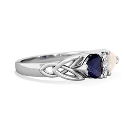 Sapphire Celtic Knot Double Heart 14K White Gold ring R5040