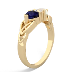 Sapphire Celtic Knot Double Heart 14K Yellow Gold ring R5040