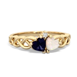 Sapphire Heart To Heart Braid 14K Yellow Gold ring R5870