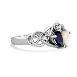 Sapphire 'One Heart' Celtic Knot Claddagh 14K White Gold ring R5322