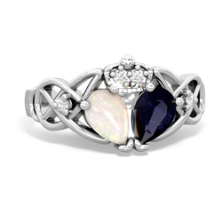 Sapphire 'One Heart' Celtic Knot Claddagh 14K White Gold ring R5322