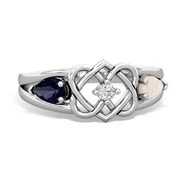 Sapphire Hearts Intertwined 14K White Gold ring R5880