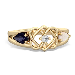 Sapphire Hearts Intertwined 14K Yellow Gold ring R5880