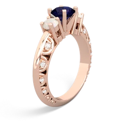 Sapphire Art Deco Eternal Embrace Engagement 14K Rose Gold ring C2003