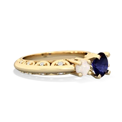 Sapphire Art Deco Eternal Embrace Engagement 14K Yellow Gold ring C2003