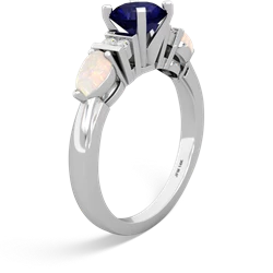 Sapphire 6Mm Round Eternal Embrace Engagement 14K White Gold ring R2005