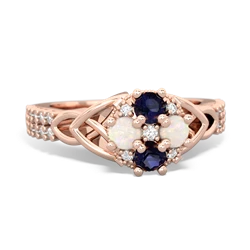 Sapphire Celtic Knot Cluster Engagement 14K Rose Gold ring R26443RD