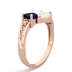 Sapphire Snuggling Hearts 14K Rose Gold ring R2178