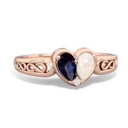 Sapphire Filligree 'One Heart' 14K Rose Gold ring R5070